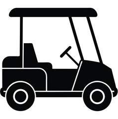 Clean Black Golf Cart Silhouette Vector