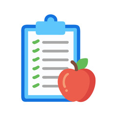 Clipboard with Apple for Diet Plan Icon Design