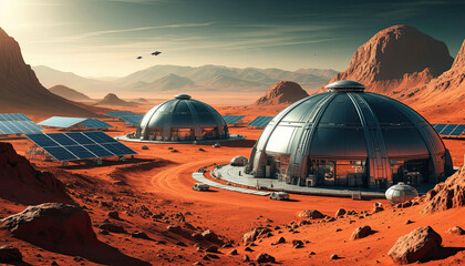Futuristic Mars Colony Concept Art in 3D
