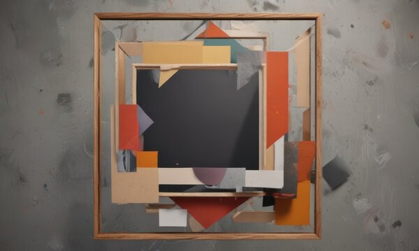 Abstract geometric collage framework for pictures, featuring various shapes and customizable frames , layout, circles