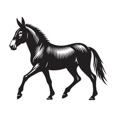 Minimalist mule icon design in a clean vector silhouette – mule silhouette – mule vector – mule illustration – silhouette of mule – mule icon

