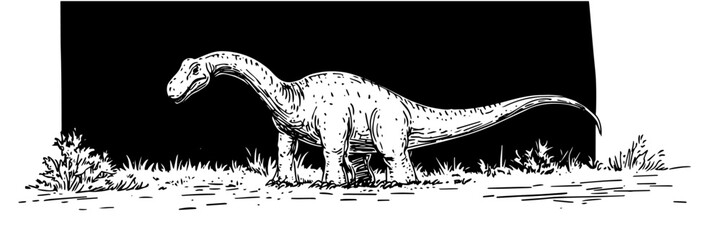 sauropod dinosaur hand drawn prehistoric animal vector
