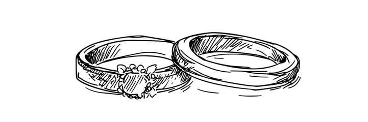 wedding ring and engagement ring together