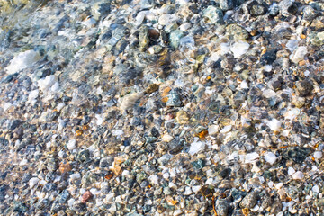 Background with small stones under water