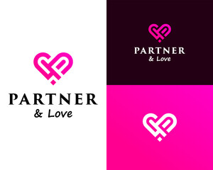 Logo design about letter P and love icon.

