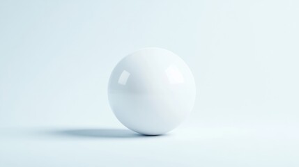 Single white sphere on light blue background