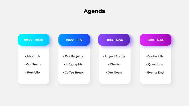 Professional Business Event Agenda Timeline with Highlighted Sections and Topics