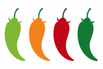 set of Chili Pepper silhouette vector illustration