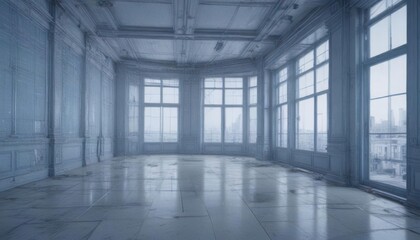 Fototapeta premium Blueprint overlayed with faded blue photo effect, architectural lines visible , image, vector, structure