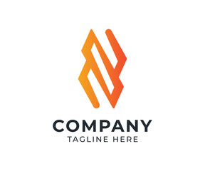 Abstract logo design with gradient orange color.