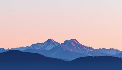 Obraz premium A minimalist approach with solitary pastel strokes representing mountains against a soft evening sky.