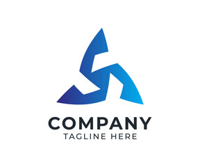 Abstract Blue Triangle Logo Design.