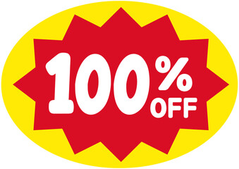 Supermarket 100% OFF Sale Sticker 
