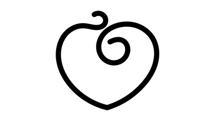 heart with waves, black isolated silhouette