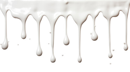 Dripping milk isolated on transparent white background, clipping path, pen tool