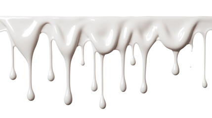 Dripping milk isolated on transparent white background, clipping path, pen tool