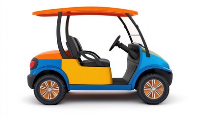Vibrant Golf Cart on Hilly Course Background