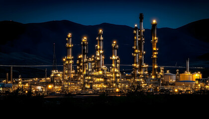 Fototapeta premium Night view industrial complex