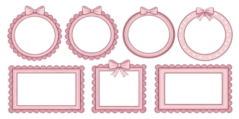 Cute Pink Frames with Bows for Photo Display and Scrapbooking
