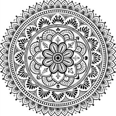 Circular pattern in the form of a mandala. Henna tatoo mandala. Mehndi style. Decorative pattern in oriental style. Coloring book page.