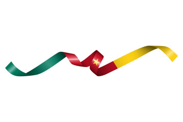 Set of flag ribbon with colors of Cameroon for independence day celebration decoration