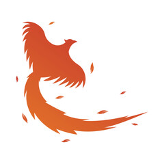Phoenix fire bird logo vector flat design