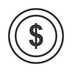 Coin icon in a line style. A modern and minimalist financial icon. 