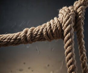 Frayed rope, stretched taut, near breaking point,  detail,  nautical,  broken