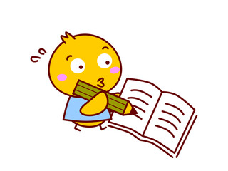 勉強するひよこ © twomoons