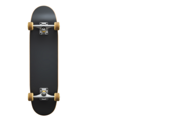 Black Longboard Skateboard: Cruiser Deck, Wheels, Trucks, and Bearings on Transparent  background
