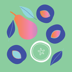 Appetizing fruit, vegetables and berries collection.