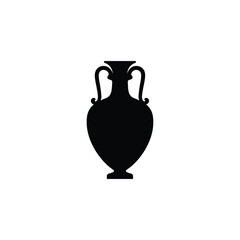 Antique vase silhouette icon isolated on white background. Vector illustration.