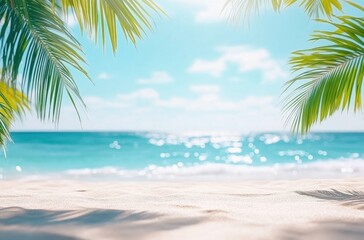 tropical beach with palm trees