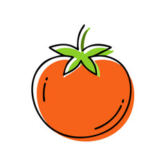 Simple Tomato Icon with Stem and Leaf  