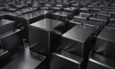 Obraz premium Highly polished black aluminum, reflecting industrial environment, industry, chrome, design element