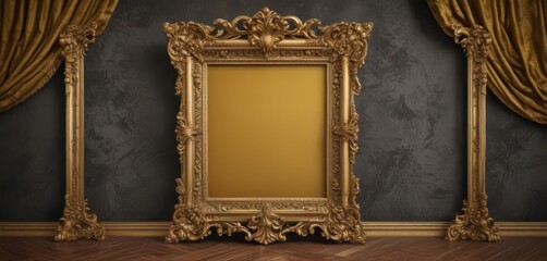 Ornate gold frame with swirling scrolls against plush velvet backdrop  , scroll, ornate, isolated