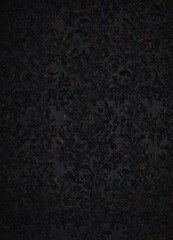 Intricate black gothic damask, swirling shadows , intricate design, dark, textile