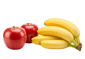 Red Apples and Yellow Bananas on Transparent  background