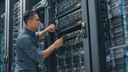 server repairing officer with room server background