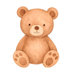 Teddy bear illustration isolated on transparent background. Watercolor, cartoon illustration. Ideal for printing, art print, greeting card, designs,&nbsp;etc. Illustration for kids