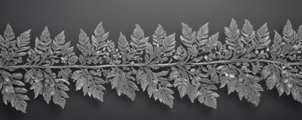 Intricate silver lace leaf border; shimmering, elegant foliage ,  backdrop,  vintage