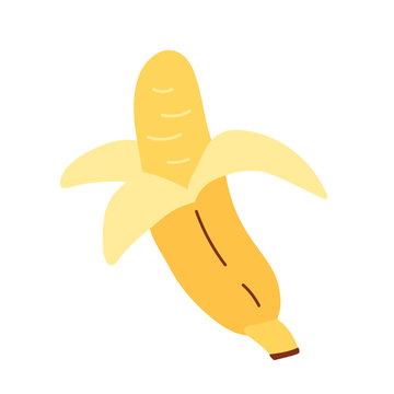 recommend clip art: Banana peeled fruit hand drawn vector illustration