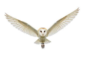 Barn Owl in Flight: A Majestic White Owl Soaring on Transparent  background