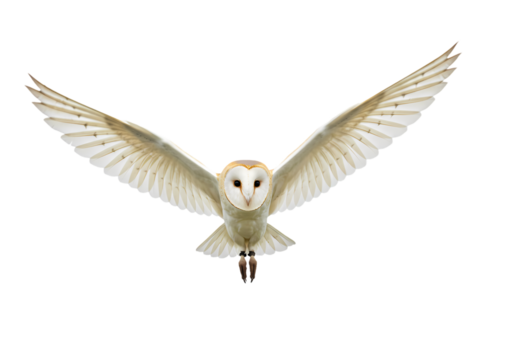 Barn Owl in Flight: A Majestic White Owl Soaring on Transparent  background