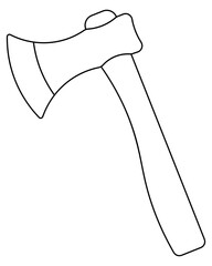 Axe. Tool for chopping wood. Sketch. Vector illustration. Outline on isolated white background. Doodle style. Coloring book for children. Idea for web design.