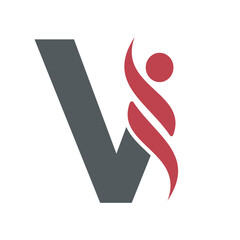Initial Healthcare Logo Combine With Letter V Vector Template