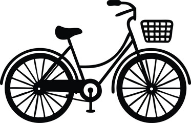 Classic Bicycle Silhouette with Basket Icon