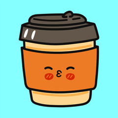 A cute cartoon Coffee cup giving a kiss with a fun and cheerful expression, perfect for various designs.