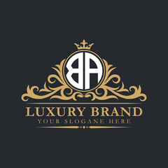 Luxury letter logo with crown initial monogram calligraphic.
