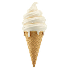 Delicious Vanilla Ice Cream Cone with Strawberries and Blueberries